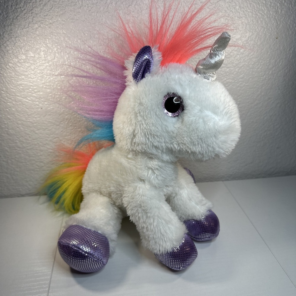 Aurora Sparkle Tales DAZZLE Unicorn White Soft Plush Rainbow Mane Tail
